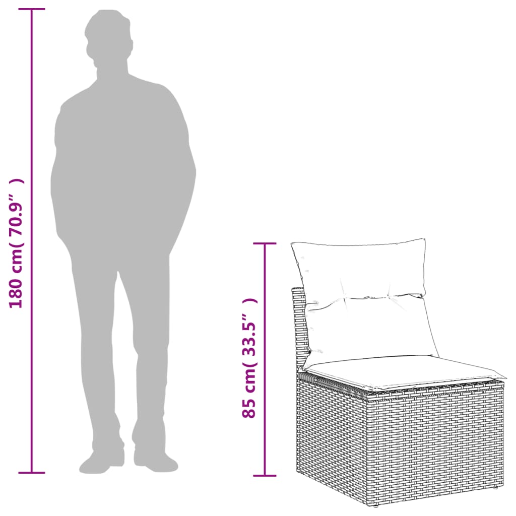 vidaXL 5-delige tuinbankset met kussens van zwart polyrotan