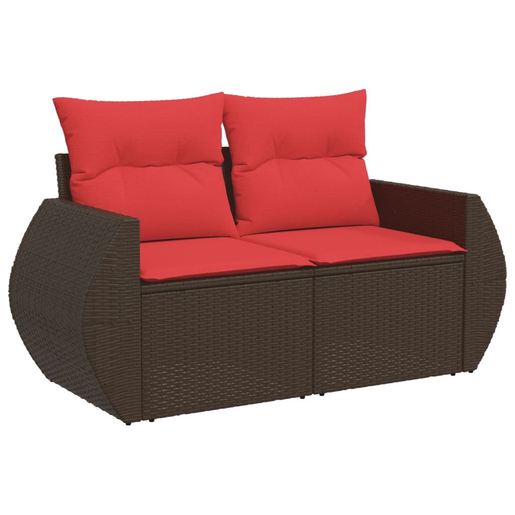 vidaXL 8-delige tuinbankset met kussens, zwart polyrotan