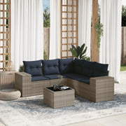 vidaXL 6-Piece Lounge Set with Cushions Poly Rattan Grey