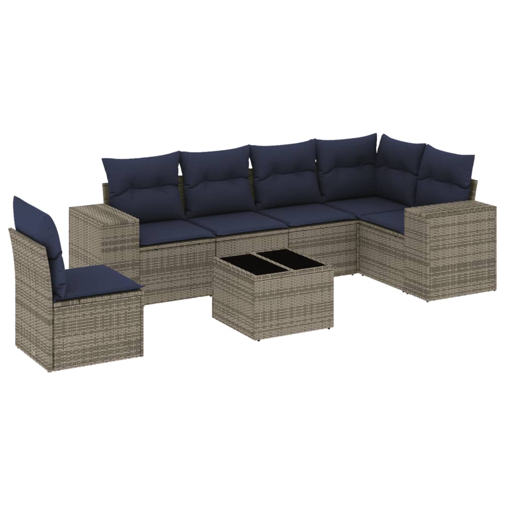 vidaXL 6-delige tuinbankset met kussens van zwart polyrotan