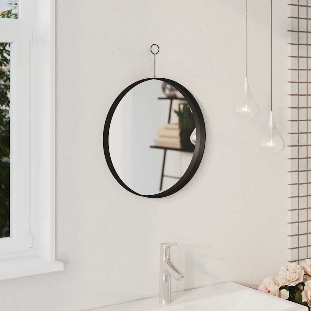 vidaXL Hangspiegel met haak 30 cm zwart
