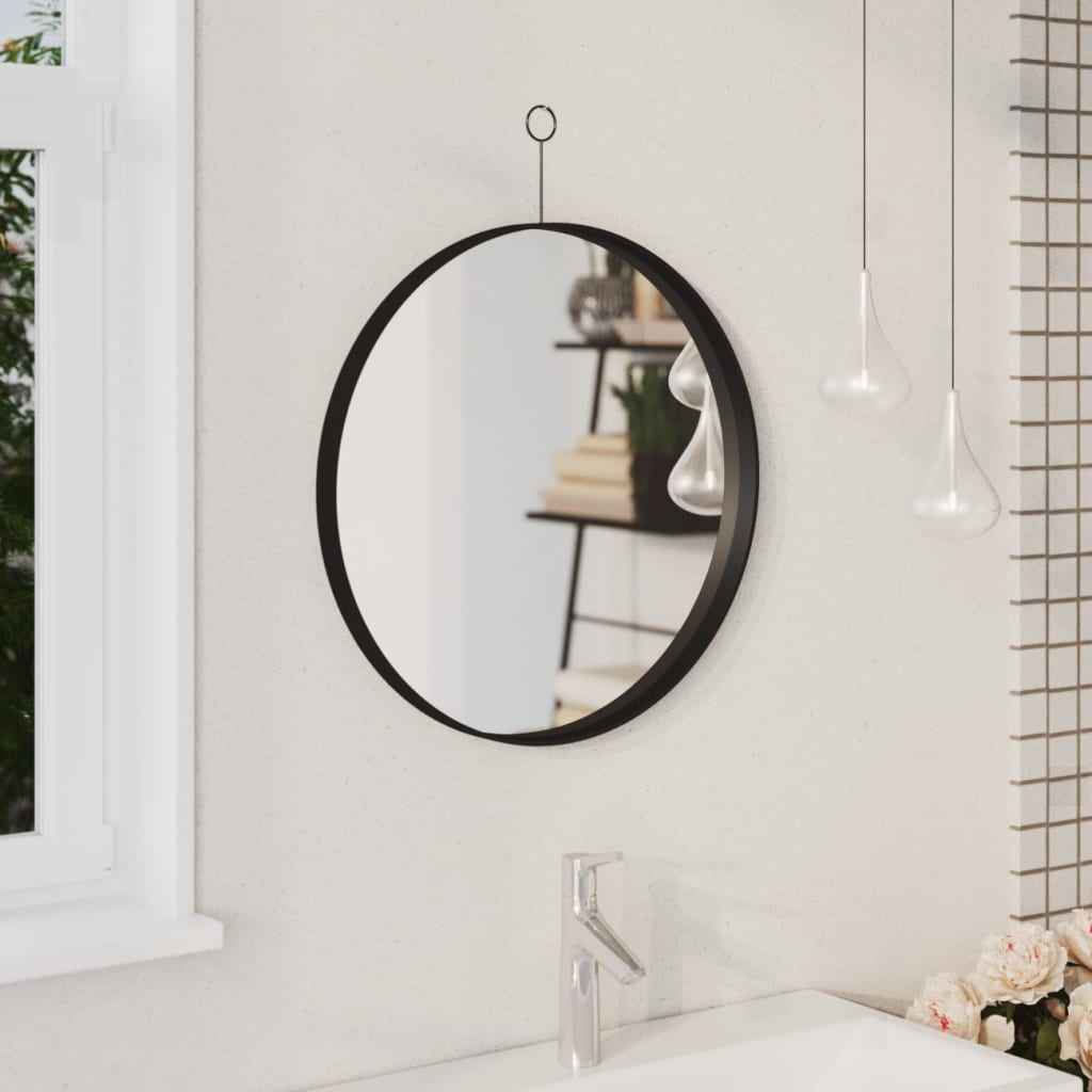 vidaXL Hangspiegel met haak 30 cm zwart
