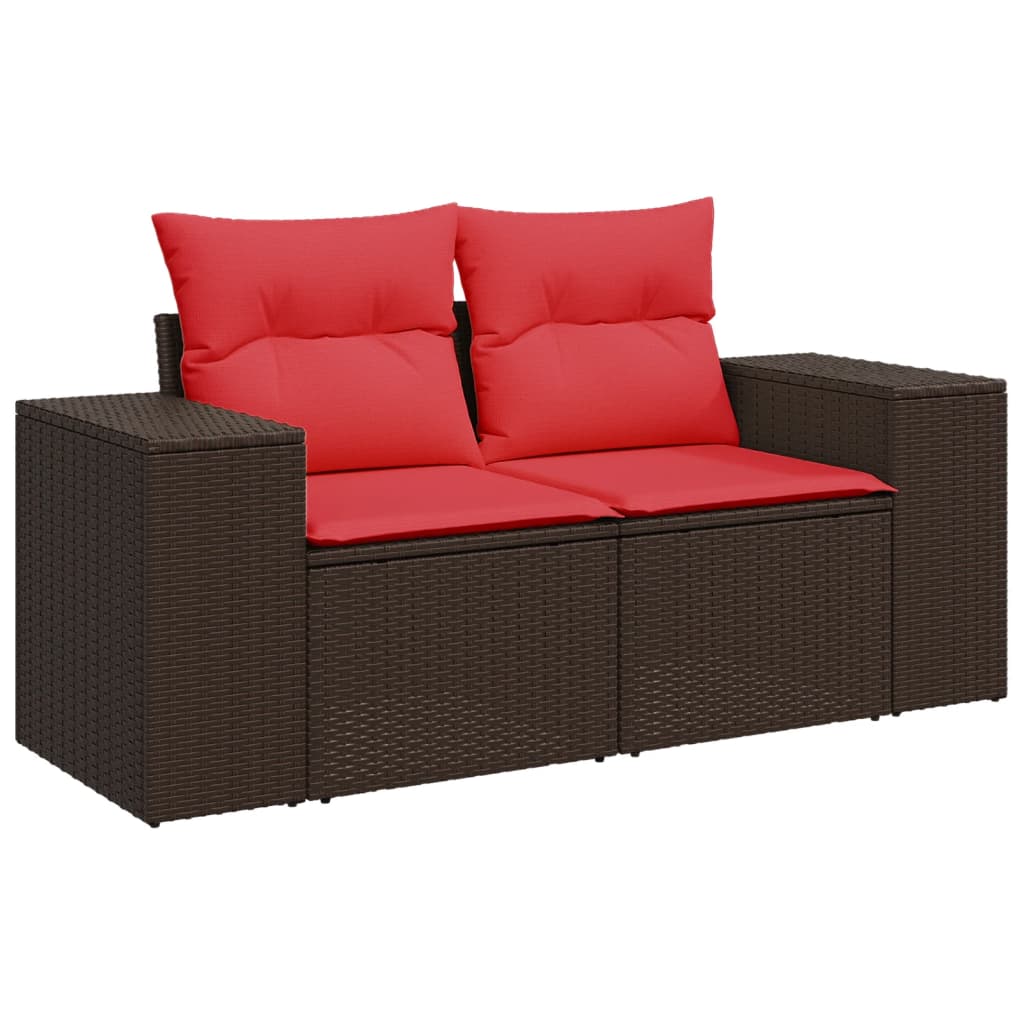 vidaXL 11-delige tuinbankset met kussens, zwart polyrotan