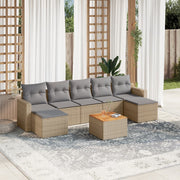 vidaXL 8-delige Loungeset met kussens poly rattan beige