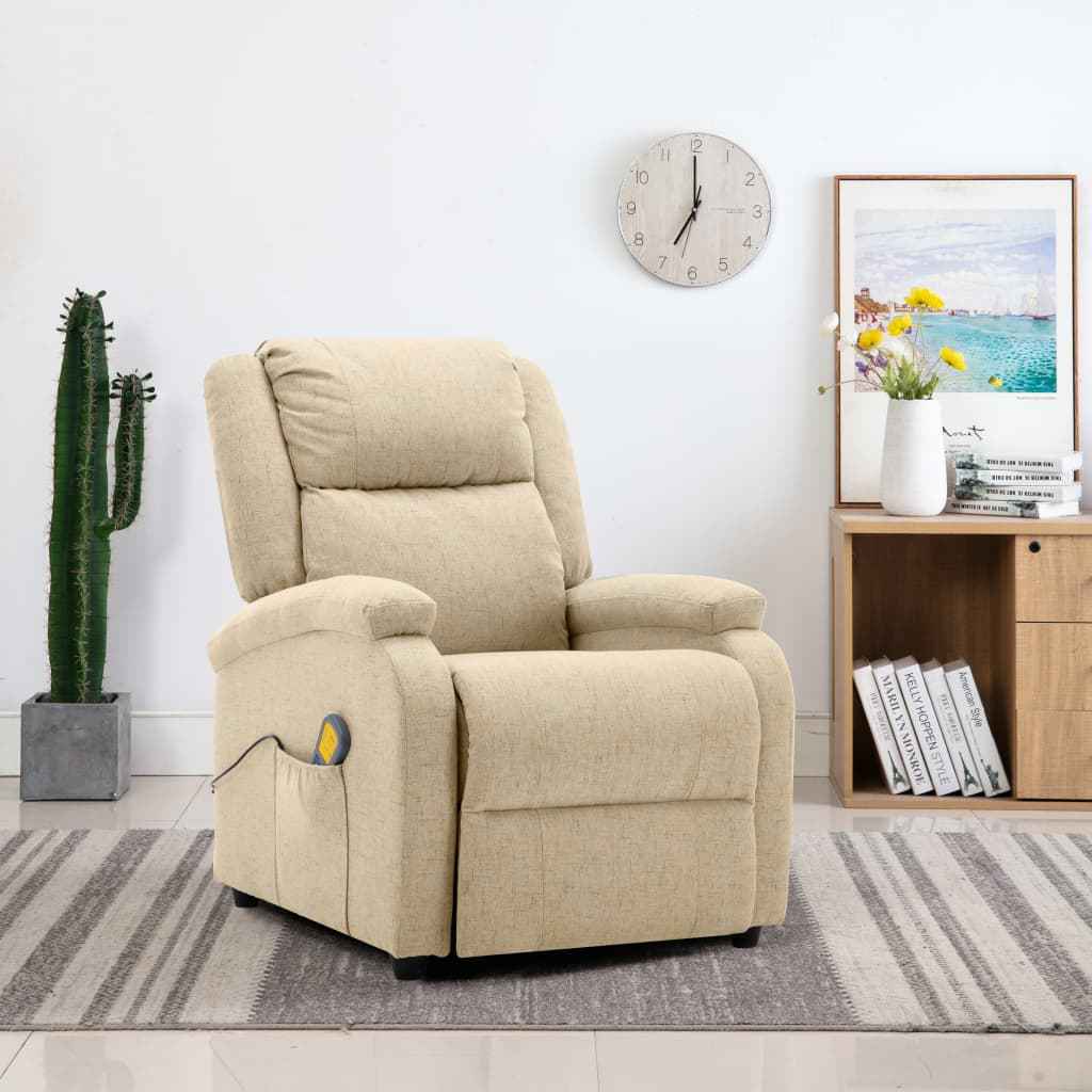 vidaXL Massagestoel stof crèmekleurig