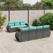 vidaXL 8-delige tuinbankset met kussens, zwart polyrotan
