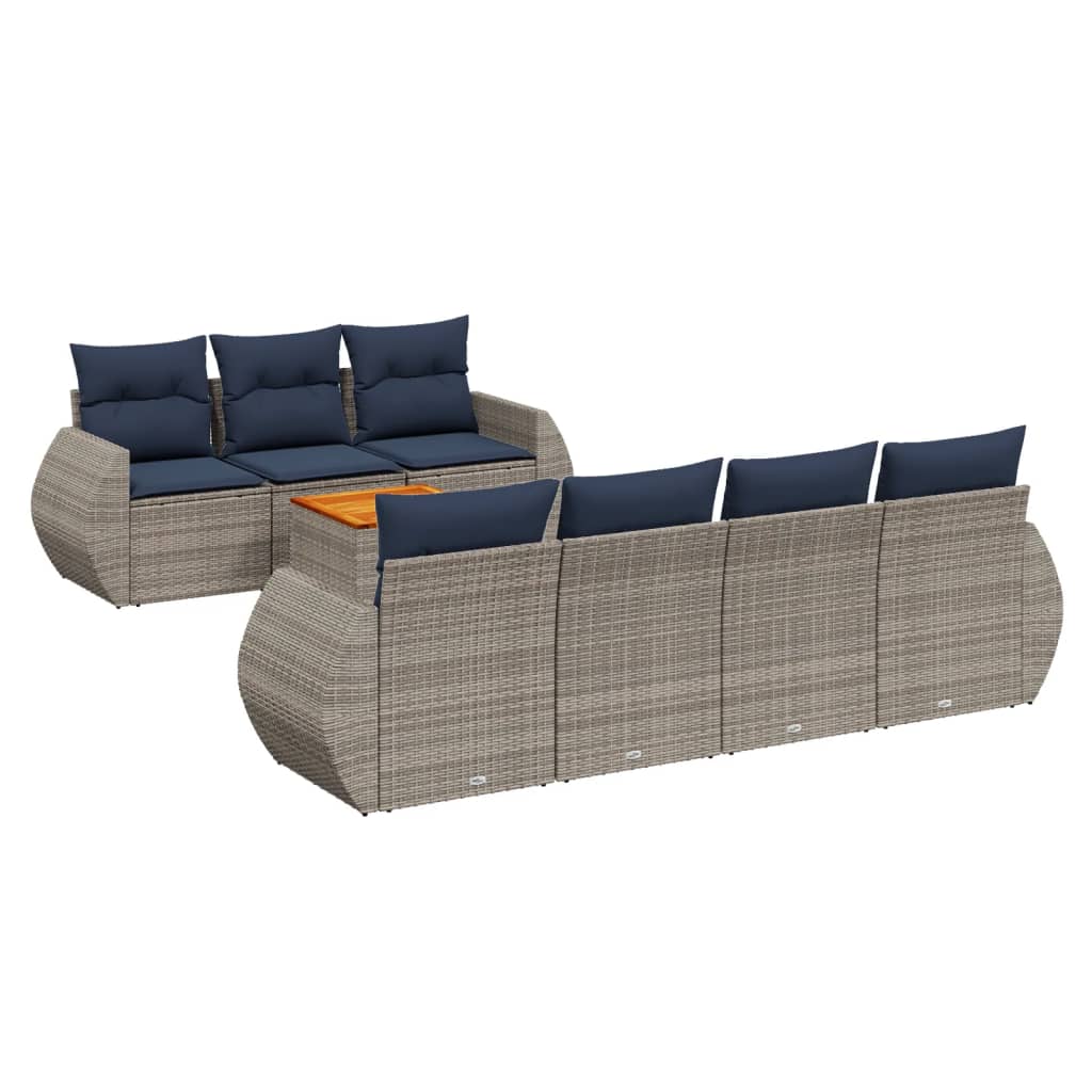 vidaXL 8-delige tuinbankset met kussens, zwart polyrotan