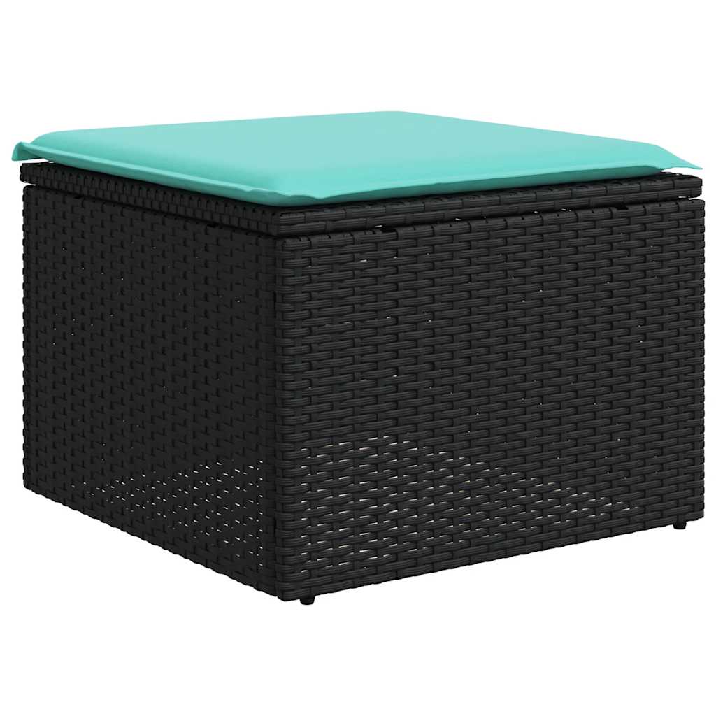 vidaXL 11-delige tuinbankset met kussens, zwart polyrotan
