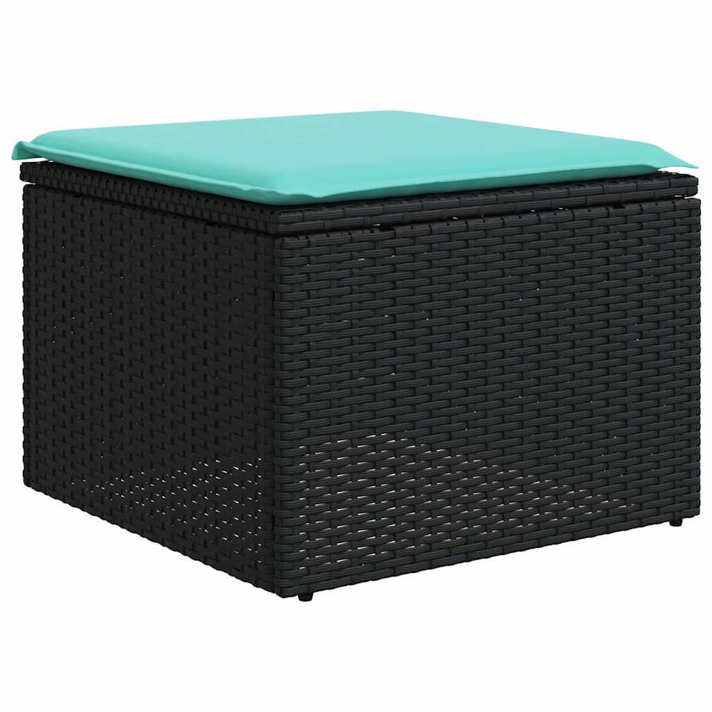 vidaXL 8-delige tuinbankset met kussens, zwart polyrotan