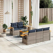 vidaXL 6-Piece Lounge Set with Cushions Poly Rattan Grey