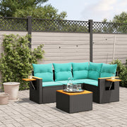 vidaXL 4-delige Loungeset met kussens poly rattan grijs