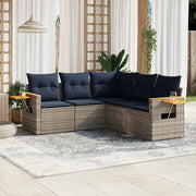 vidaXL 5-delige Loungeset met kussens poly rattan grijs