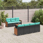 vidaXL 8-delige tuinbankset met kussens, zwart polyrotan