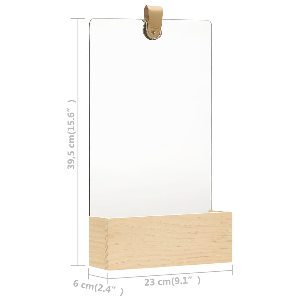 vidaXL Wandspiegel 35 cm massief grenenhout