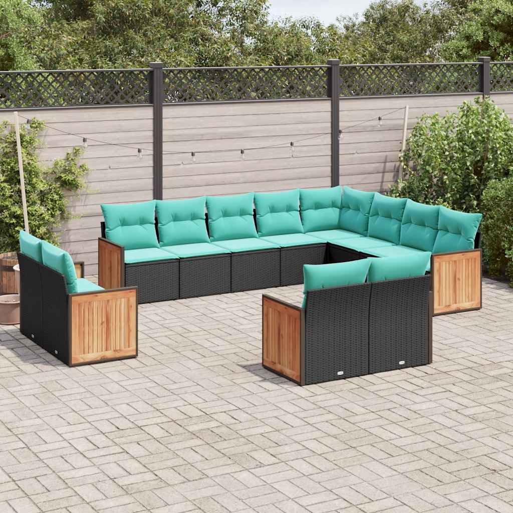 vidaXL 12-delige tuinbankset met kussens, grijs polyrotan