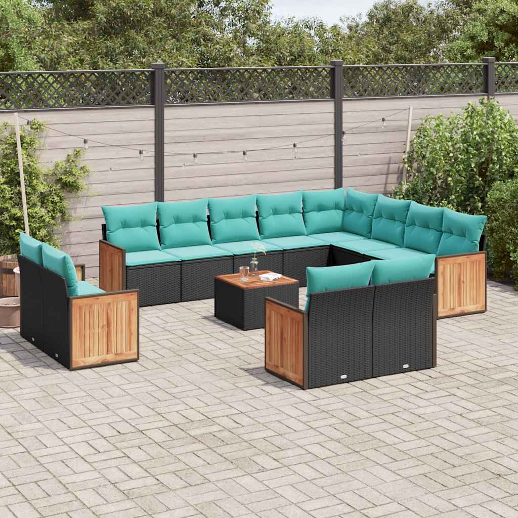 vidaXL 12-delige tuinbankset met kussens, grijs polyrotan