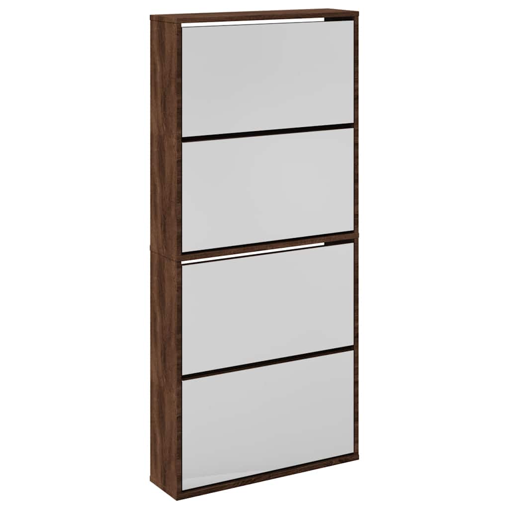 vidaXL Schoenenkast met 4 spiegels 63x17x134 cm eikenhout