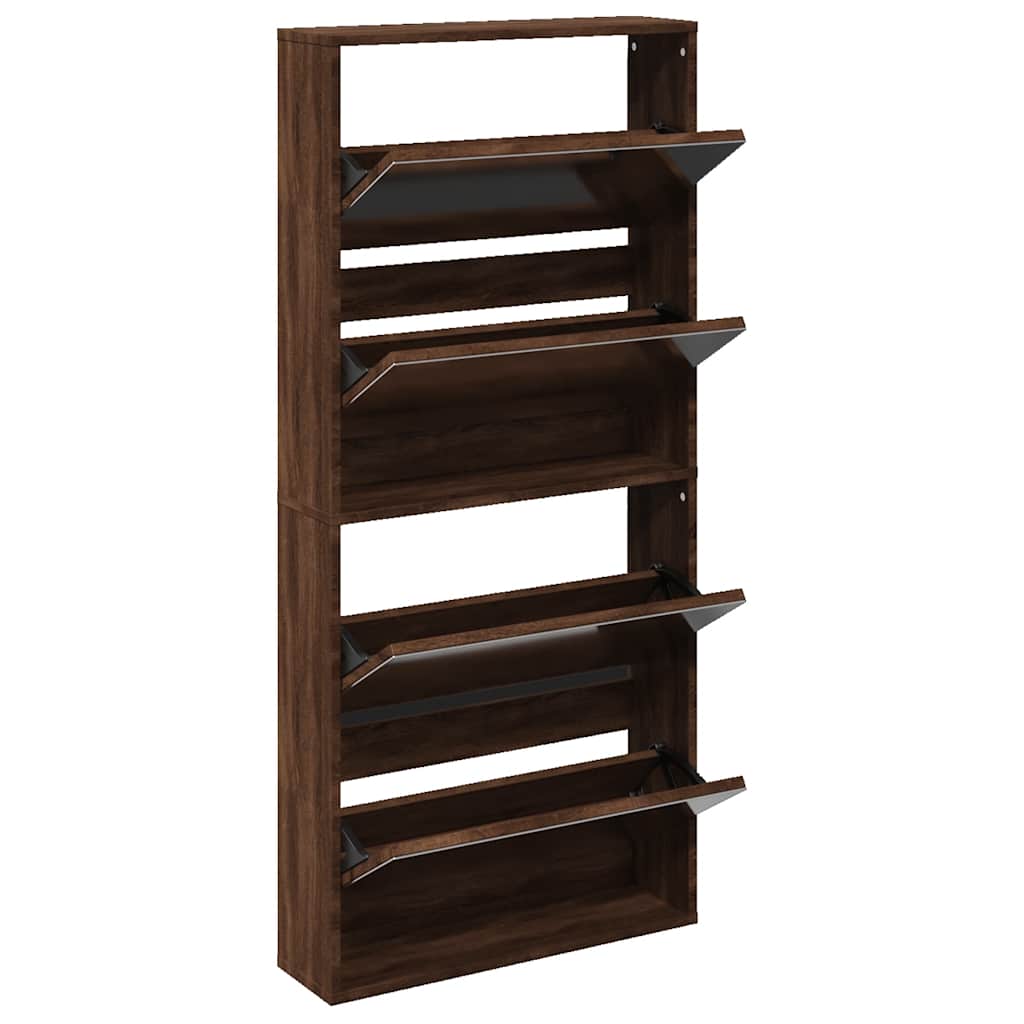 vidaXL Schoenenkast met 4 spiegels 63x17x134 cm eikenhout