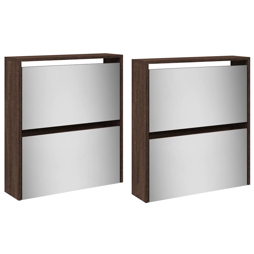 vidaXL Schoenenkast met 4 spiegels 63x17x134 cm eikenhout