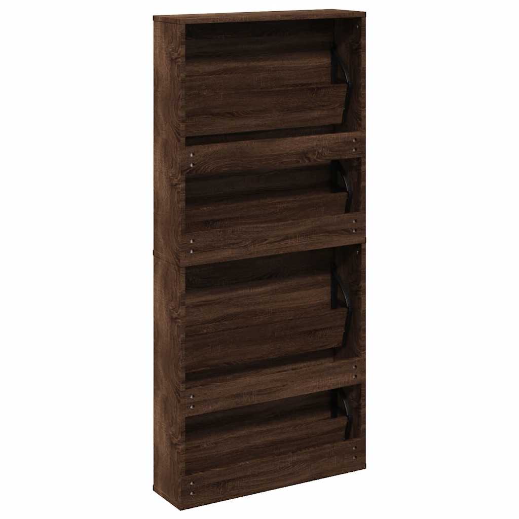 vidaXL Schoenenkast met 4 spiegels 63x17x134 cm eikenhout
