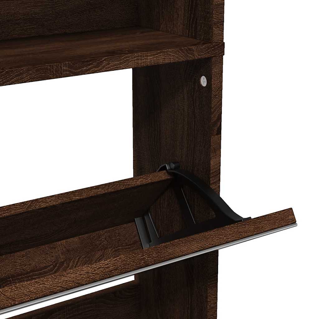 vidaXL Schoenenkast met 4 spiegels 63x17x134 cm eikenhout