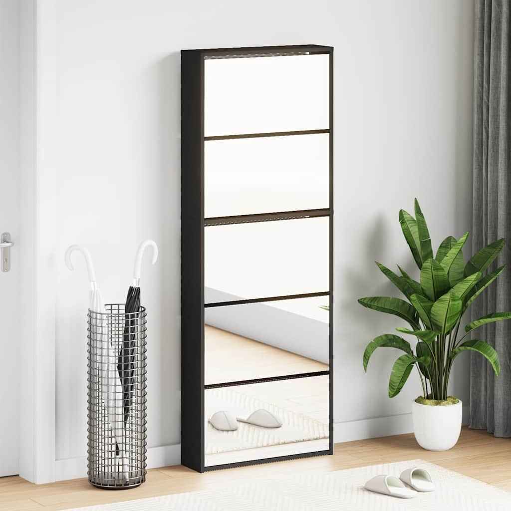 vidaXL Schoenenkast met 5 spiegels 63x17x169,5 cm eikenhout