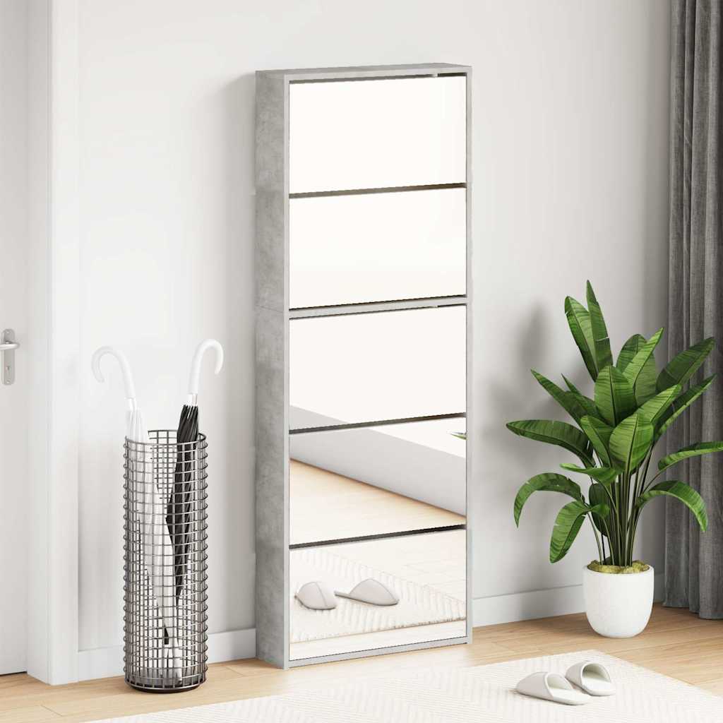 vidaXL Schoenenkast met 5 spiegels 63x17x169,5 cm eikenhout