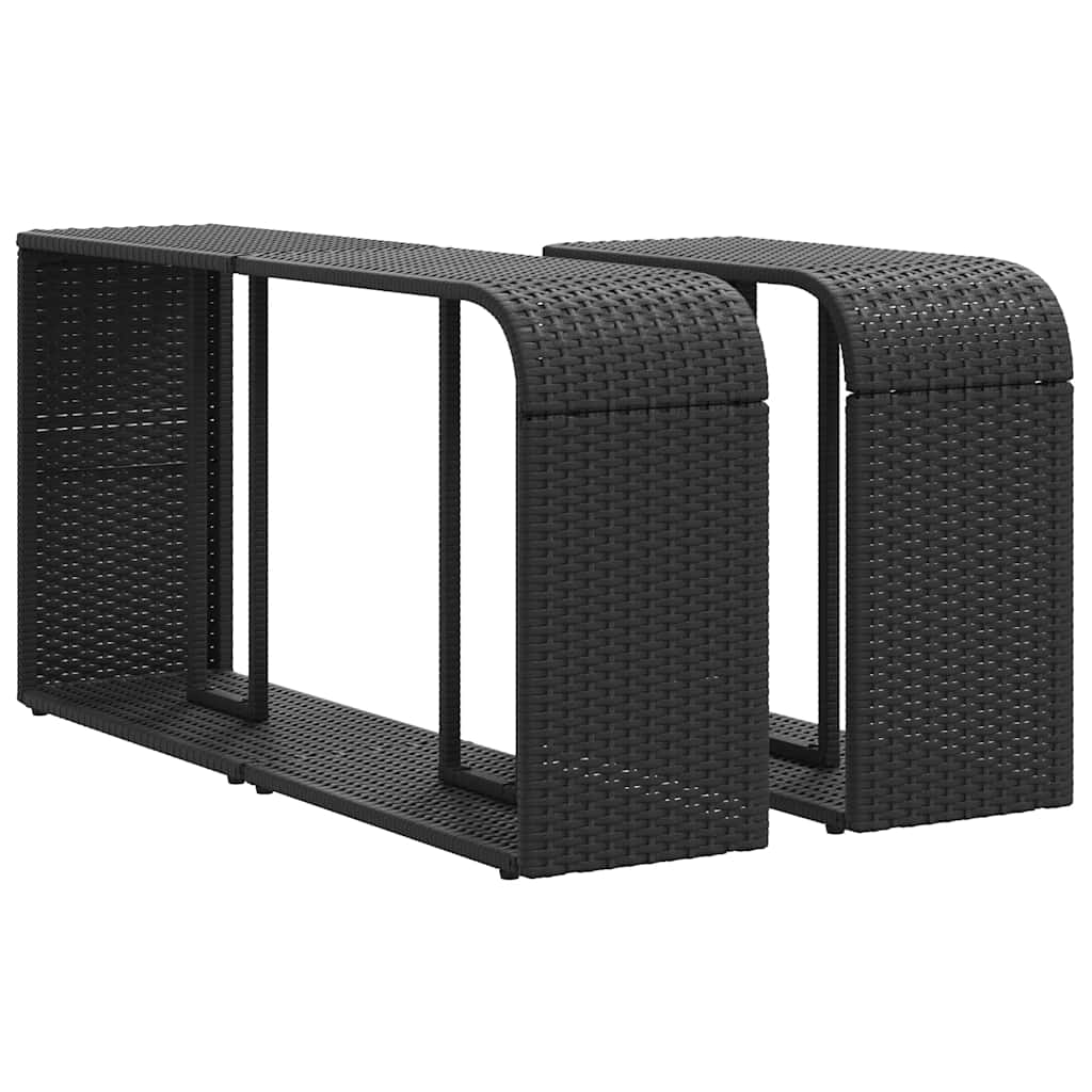 vidaXL 11-delige tuinbankset met kussens, zwart polyrotan