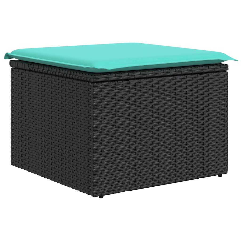 vidaXL 11-delige tuinbankset met kussens, zwart polyrotan