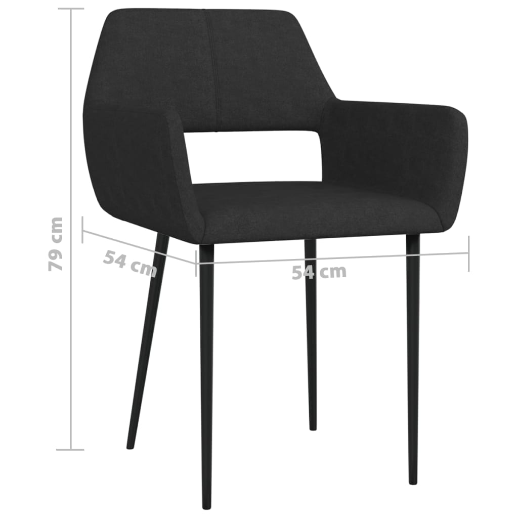 vidaXL Eetkamerstoelen 2 st stof zwart