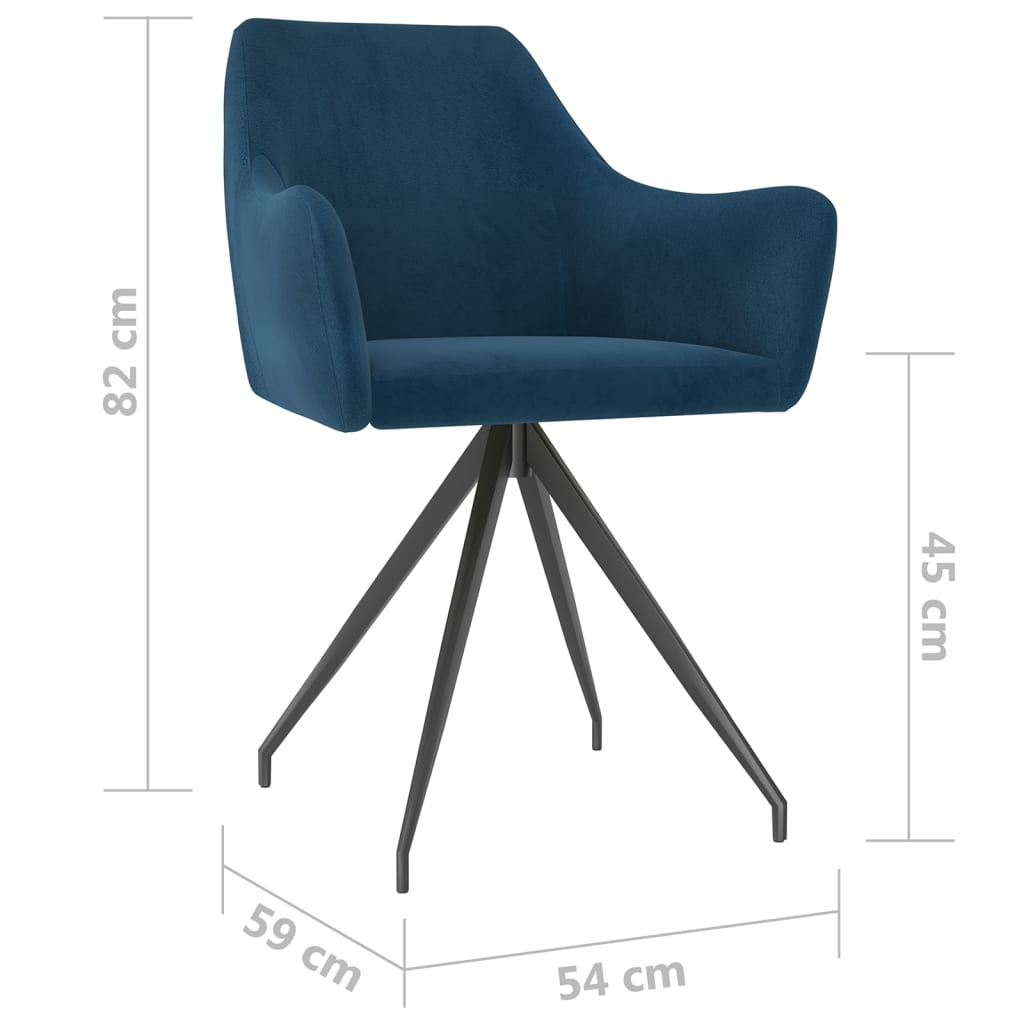 vidaXL Eetkamerstoelen 2 st fluweel blauw