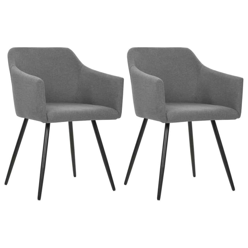 vidaXL Eetkamerstoelen 2 st stof lichtgrijs