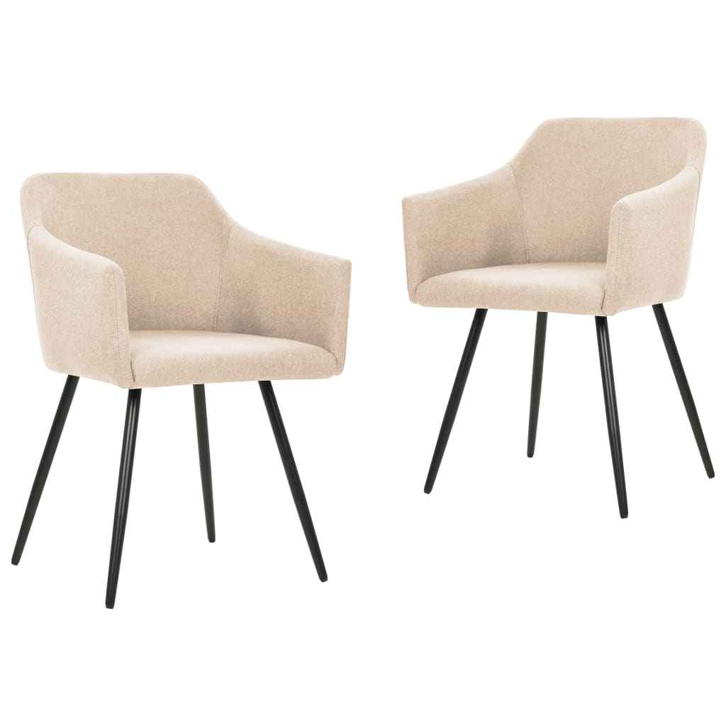 vidaXL Eetkamerstoelen 2 st stof lichtgrijs