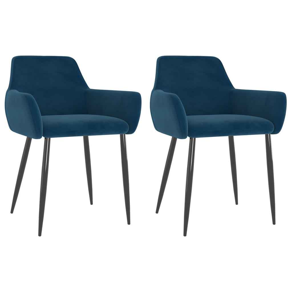 vidaXL Eetkamerstoelen 2 st fluweel blauw