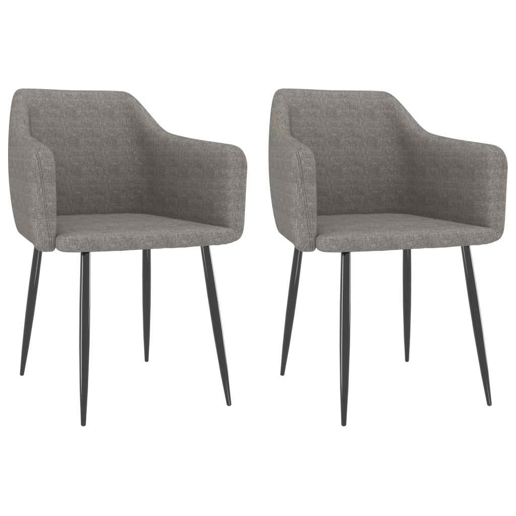 vidaXL Eetkamerstoelen 2 st stof lichtgrijs