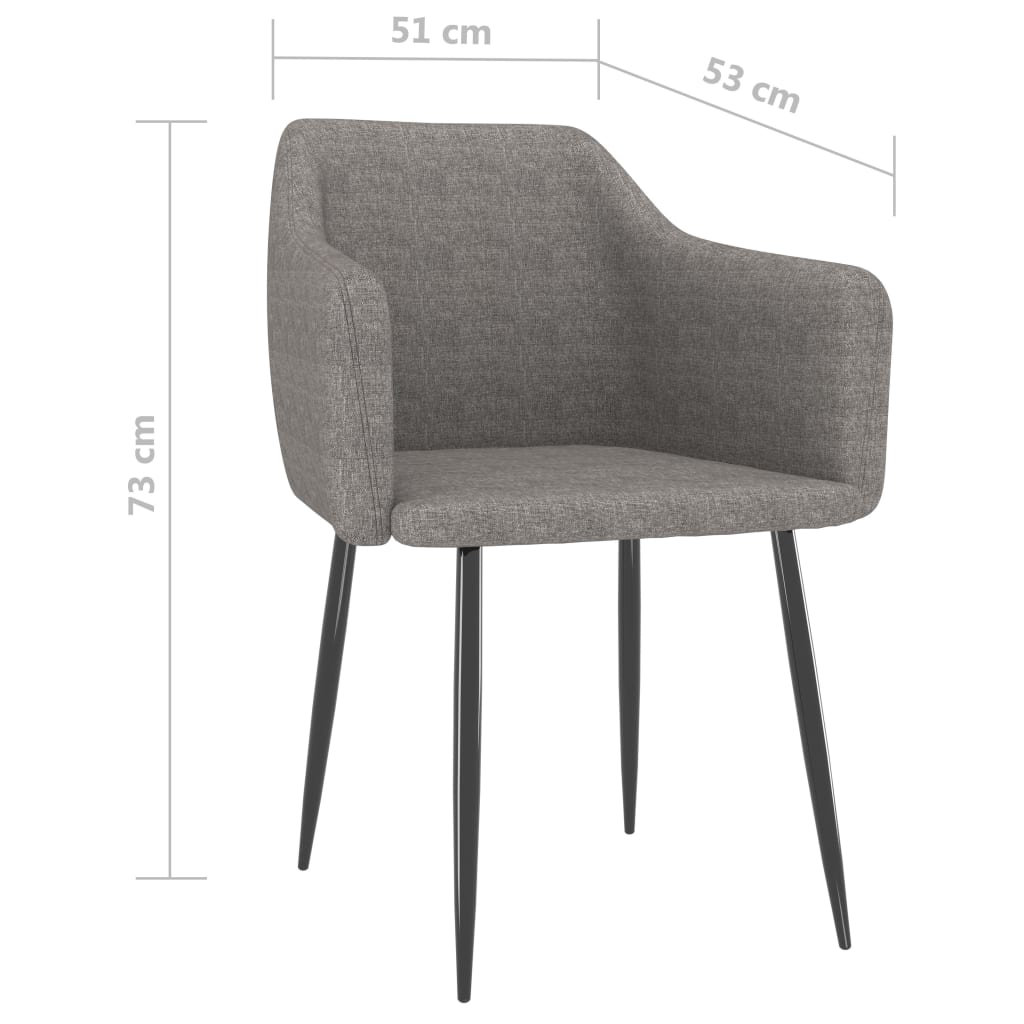 vidaXL Eetkamerstoelen 2 st stof lichtgrijs