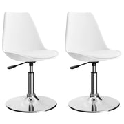 vidaXL Eetkamerstoelen draaibaar 2 st kunstleer wit