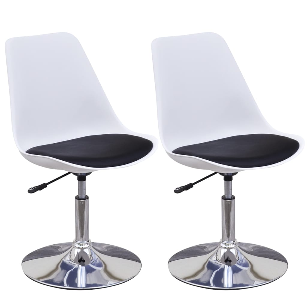 vidaXL Eetkamerstoelen draaibaar 2 st kunstleer wit
