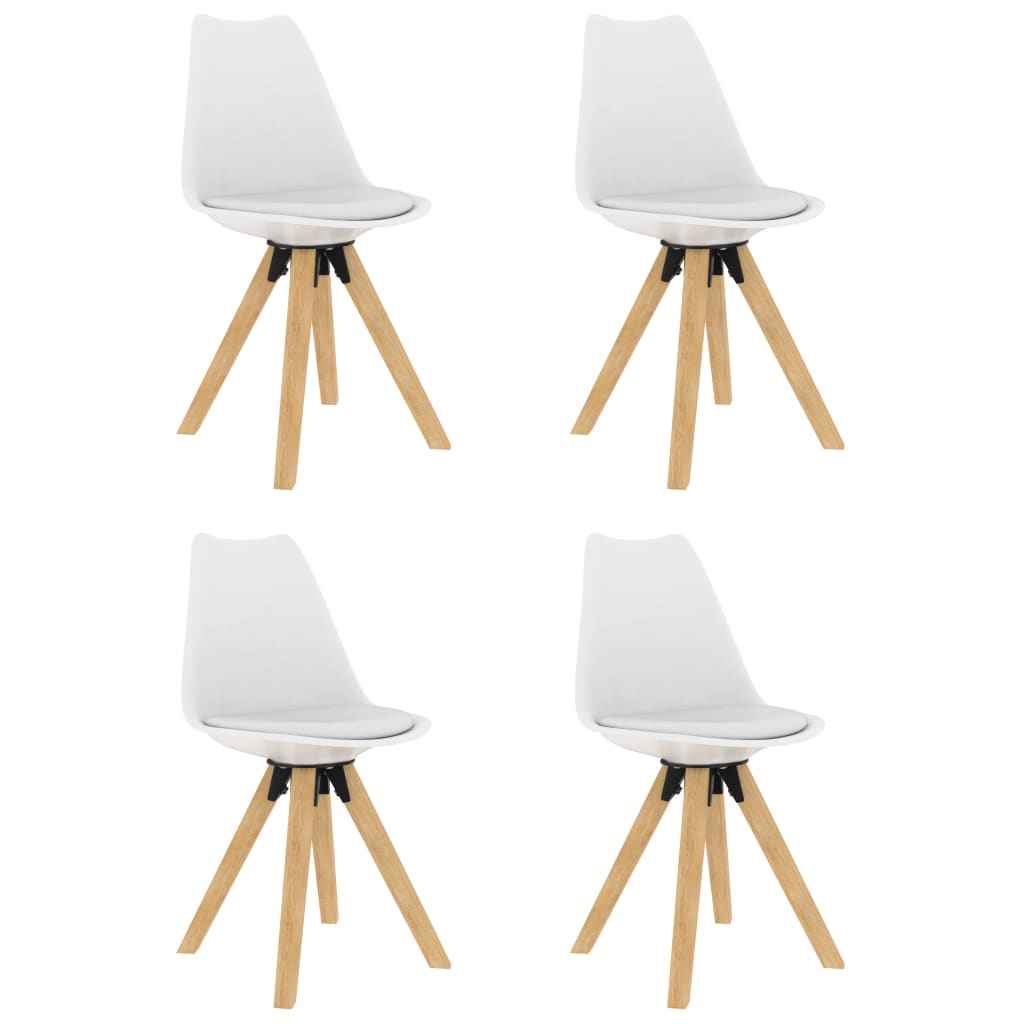 vidaXL Eetkamerstoelen 4 st PP en massief beukenhout wit