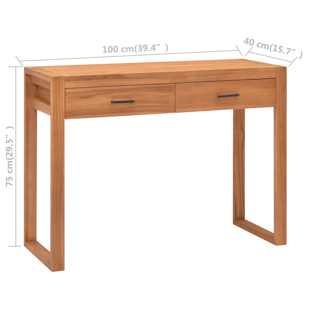 vidaXL Bureau met 2 lades 100x40x75 cm teakhout