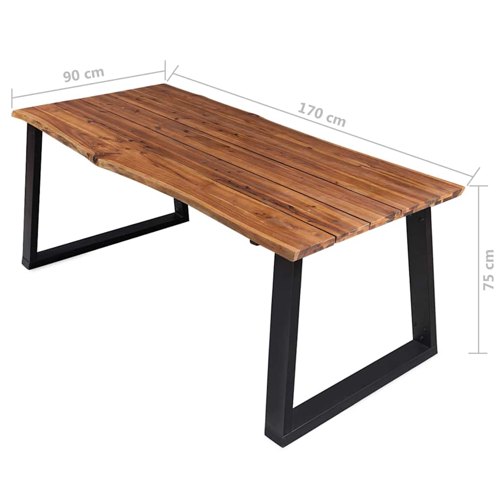 vidaXL Eettafel 170x90x75 cm massief acaciahout