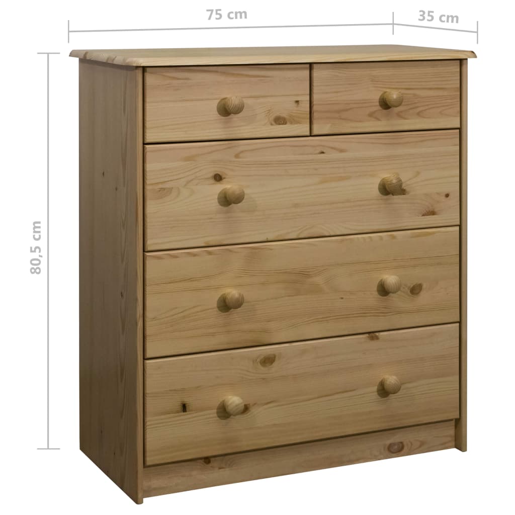 vidaXL Ladekast 75x35x80,5 cm massief grenenhout
