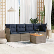 vidaXL 5-Piece Lounge Set with Cushions Poly Rattan Grey