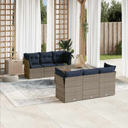 vidaXL 7-Piece Lounge Set with Cushions Poly Rattan Grey
