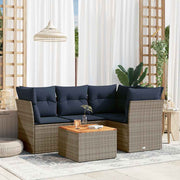 vidaXL 5-Piece Lounge Set with Cushions Poly Rattan Grey