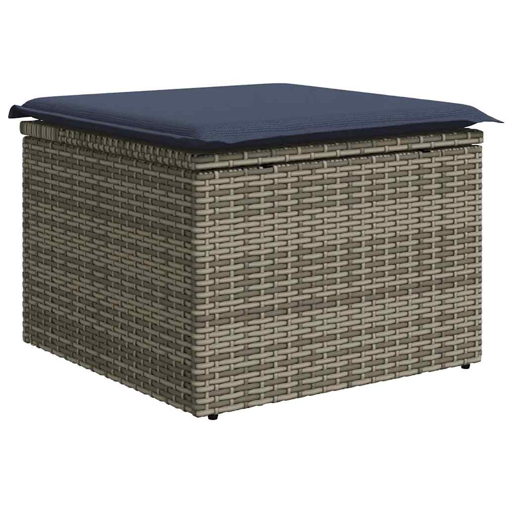 vidaXL 11-delige tuinbankset met kussens, grijs polyrotan
