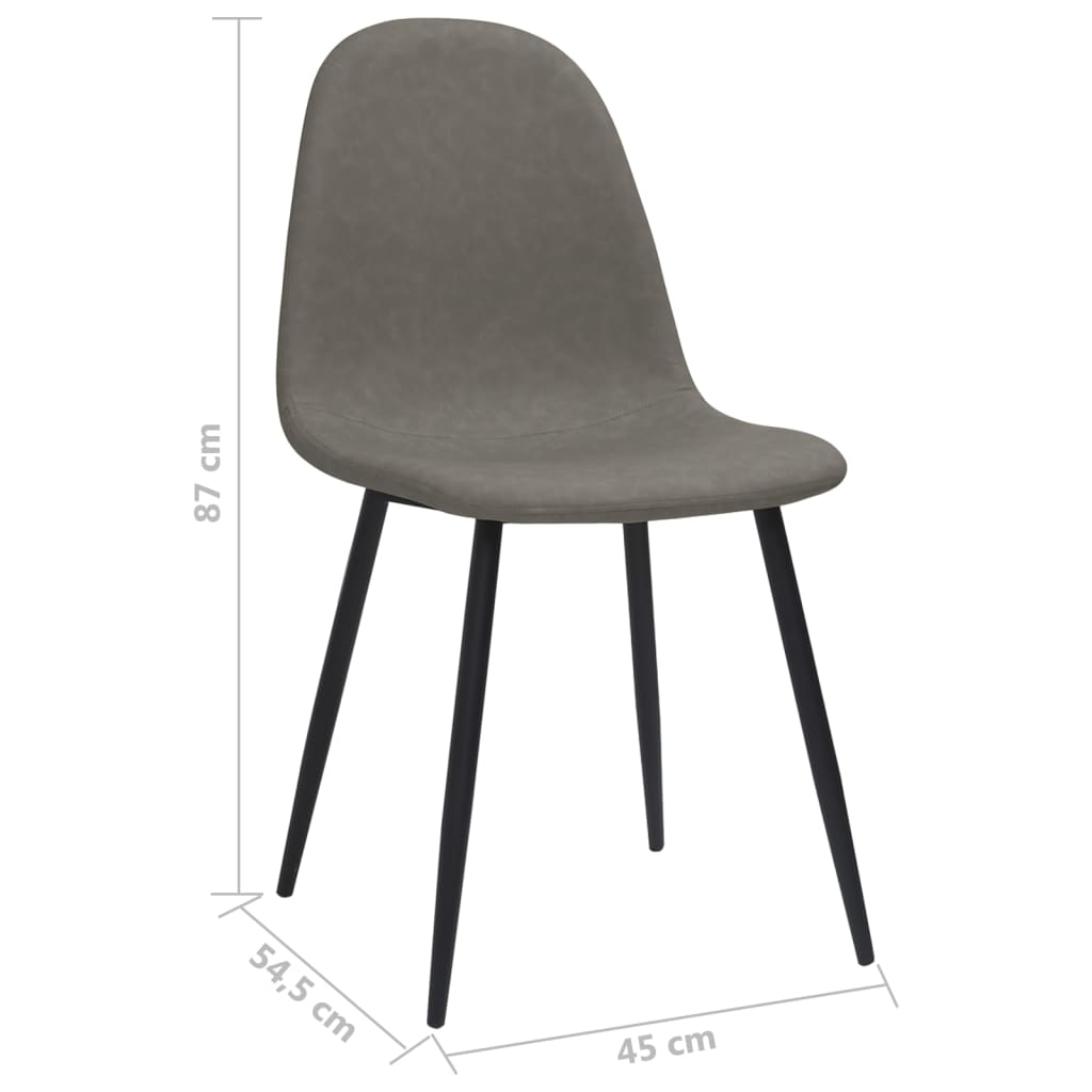 vidaXL Eetkamerstoelen 2 st 45x53,5x83 cm kunstleer donkergrijs