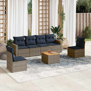 vidaXL 7-Piece Lounge Set with Cushions Poly Rattan Grey