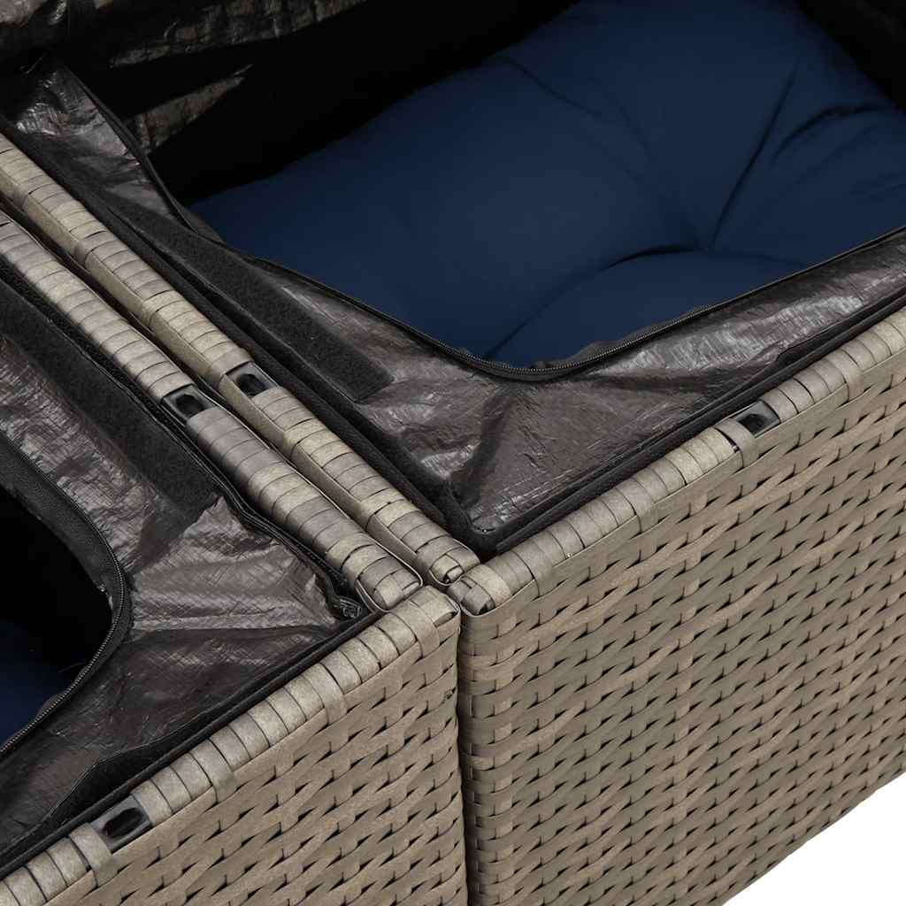 vidaXL 10-delige tuinbankset met kussens, grijs polyrotan