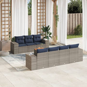 vidaXL 8-delige Loungeset met kussens poly rattan grijs
